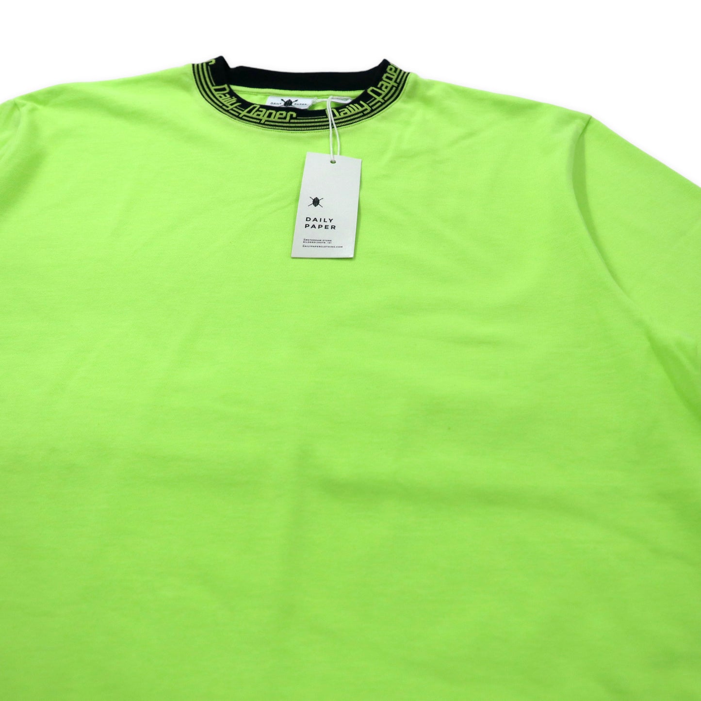 DAILY PAPER オーバーサイズ リブネックTシャツ XL グリーン コットン ERIB TEE 201173 ポルトガル製 未使用品