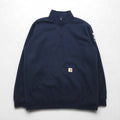 Carhartt Half-Zip Sweatshirt, Navy, Size XL, Loose Fit, Midweight, Front Pocket, Quarter-Zip Mock-Neck Sweatshirt (105294), US Brand, Embroidery