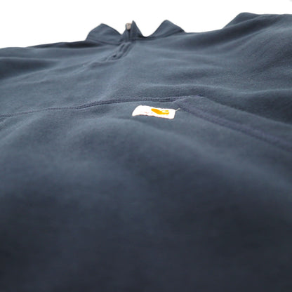 carhartt ハーフジップ スウェット トレーナー XL ネイビー Loose Fit Midweight フロントポケット Quarter-Zip Mock-Neck Sweatshirt 105294 US企業 刺繍