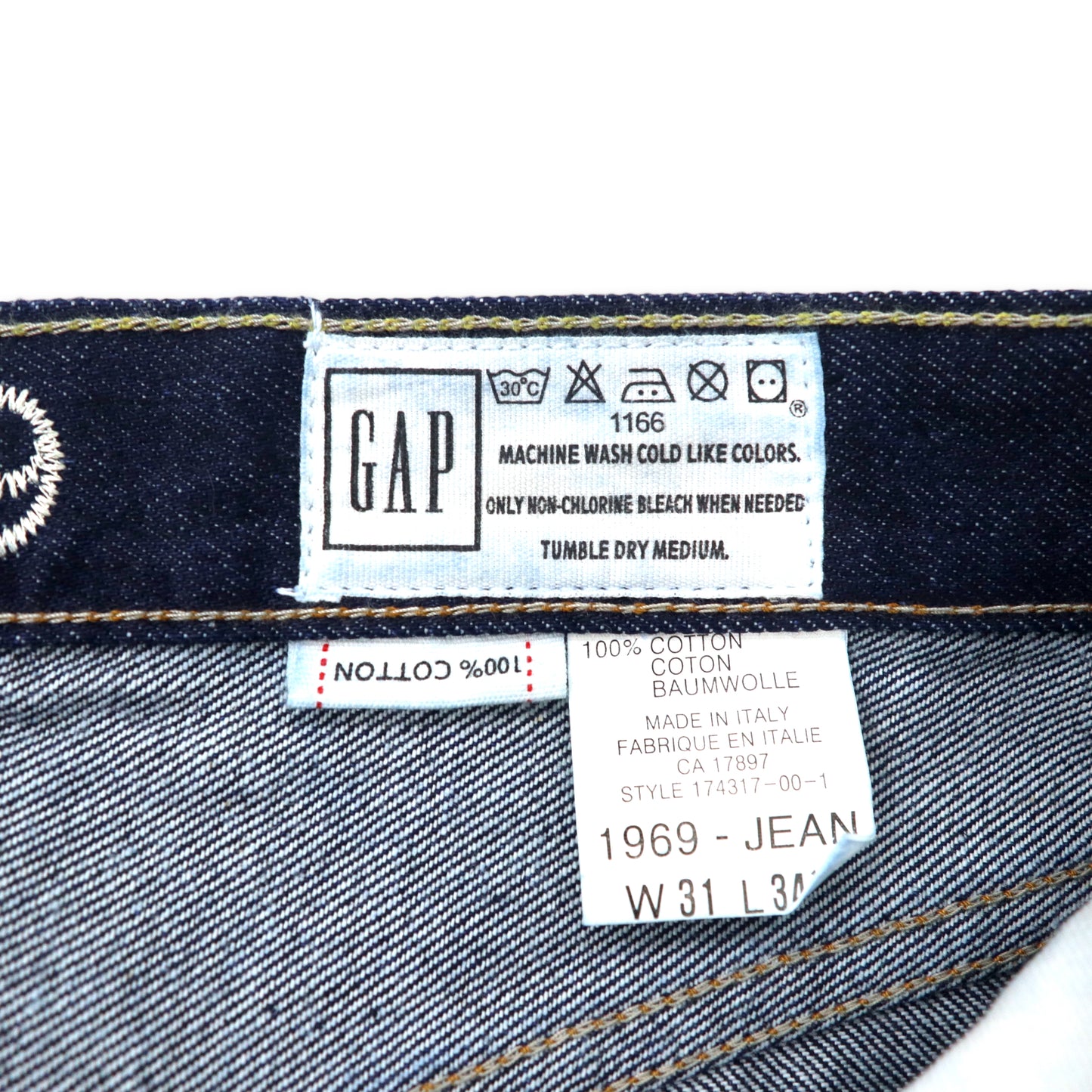 GAP イタリア製 リジッド デニムパンツ 31 ブルー 濃紺 1969 JEAN