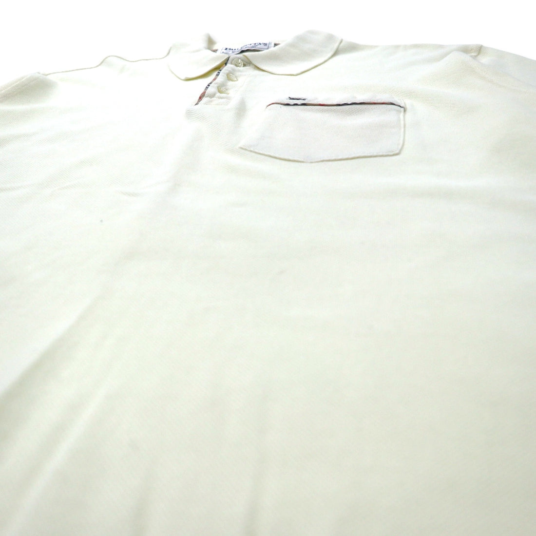 Burberrys Made in England Nova Check Polo Shirt, Large, Cream, Cotton
