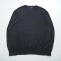 Polo Ralph Lauren Vネック ピマコットン ニット セーター L グレー スモールポニー刺繍