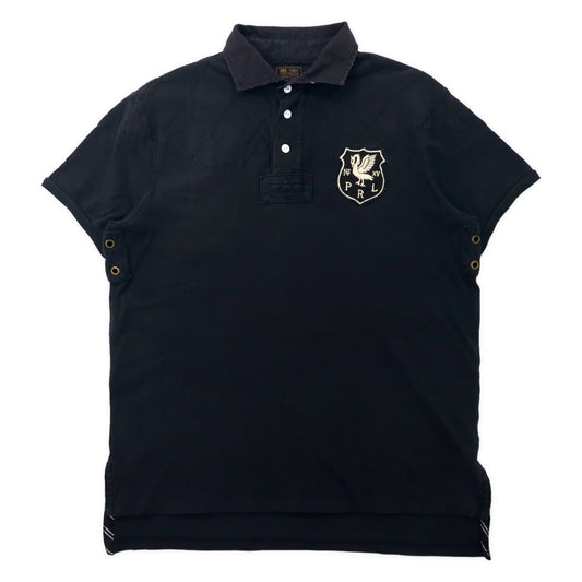 日本然リトテ-古着オンライン-POLO RALPH LAUREN ポロシャツ L ブラック コットン ナンバリング エンブレムロゴ-POLO RALPH LAUREN Polo Shirt L Black Cotton Named Remohrogo