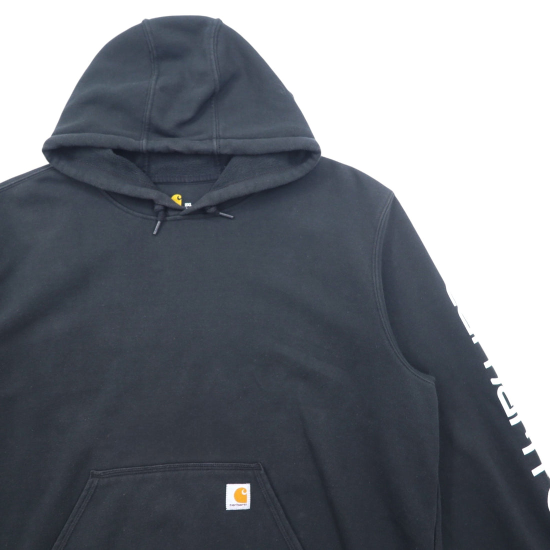 Carhartt ORIGINAL FIT pullover hoodie 2XL black cotton fleece lining sleeve logo MIDWEIGHT HOODED LOGO SWEATSHIRT K288 Made in Mexico