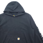 Carhartt ORIGINAL FIT pullover hoodie 2XL black cotton fleece lining sleeve logo MIDWEIGHT HOODED LOGO SWEATSHIRT K288 Made in Mexico
