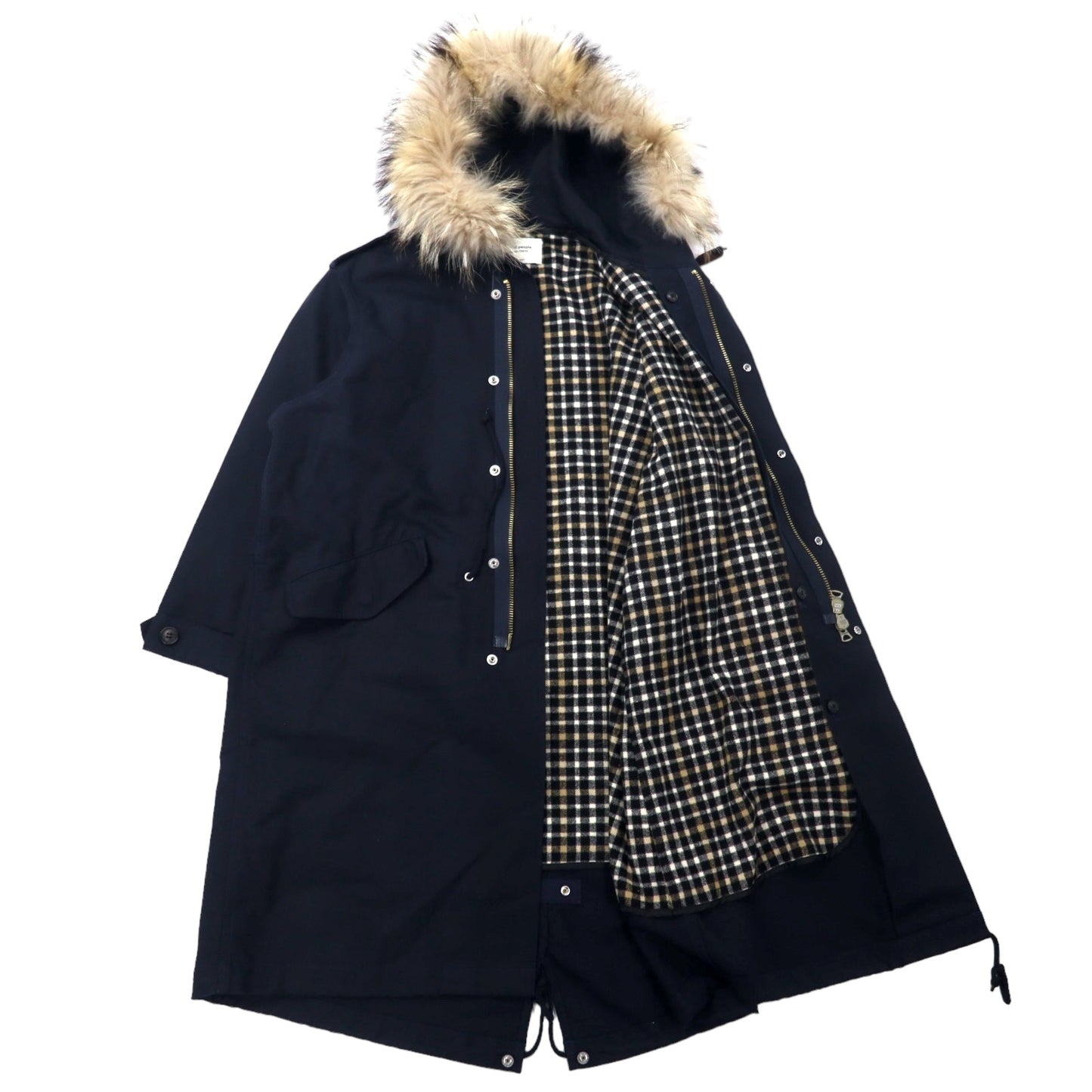 Beautiful People Double Cross MOD PARKA 36 Navy Cotton Fur 