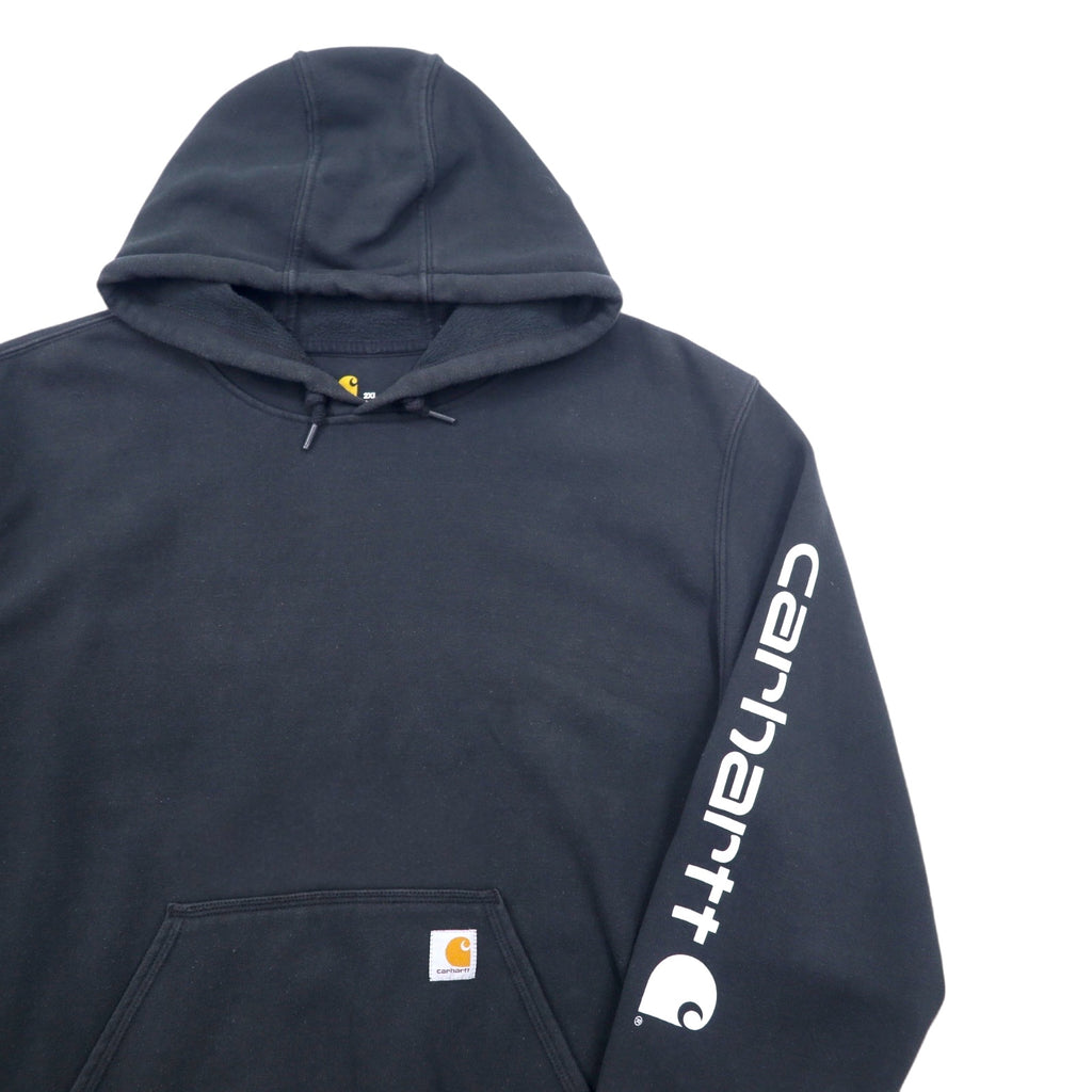 Carhartt ORIGINAL FIT pullover hoodie 2XL black cotton fleece lining sleeve logo MIDWEIGHT HOODED LOGO SWEATSHIRT K288 Made in Mexico