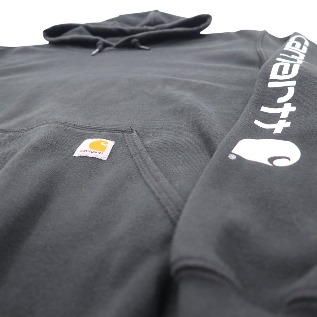 Carhartt ORIGINAL FIT pullover hoodie 2XL black cotton fleece lining sleeve logo MIDWEIGHT HOODED LOGO SWEATSHIRT K288 Made in Mexico