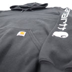 Carhartt ORIGINAL FIT pullover hoodie 2XL black cotton fleece lining sleeve logo MIDWEIGHT HOODED LOGO SWEATSHIRT K288 Made in Mexico