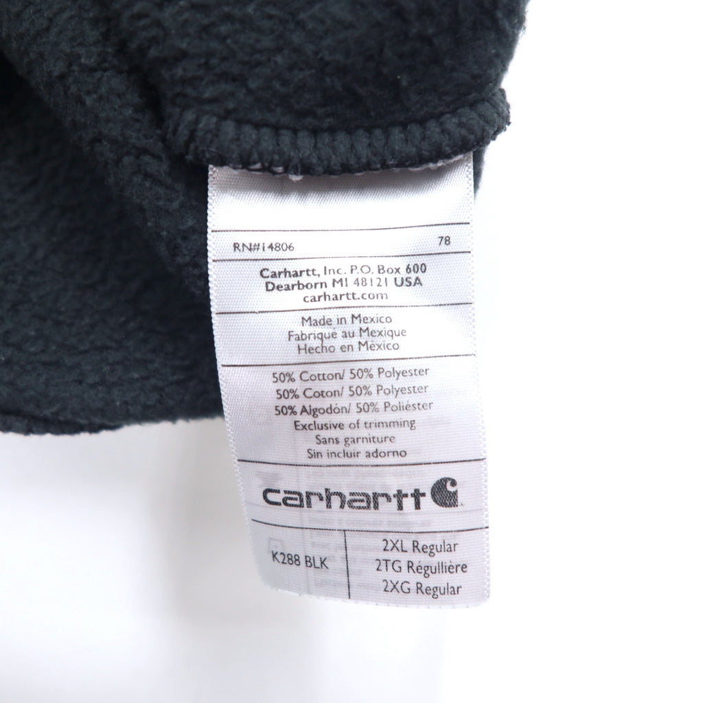 Carhartt ORIGINAL FIT pullover hoodie 2XL black cotton fleece lining sleeve logo MIDWEIGHT HOODED LOGO SWEATSHIRT K288 Made in Mexico