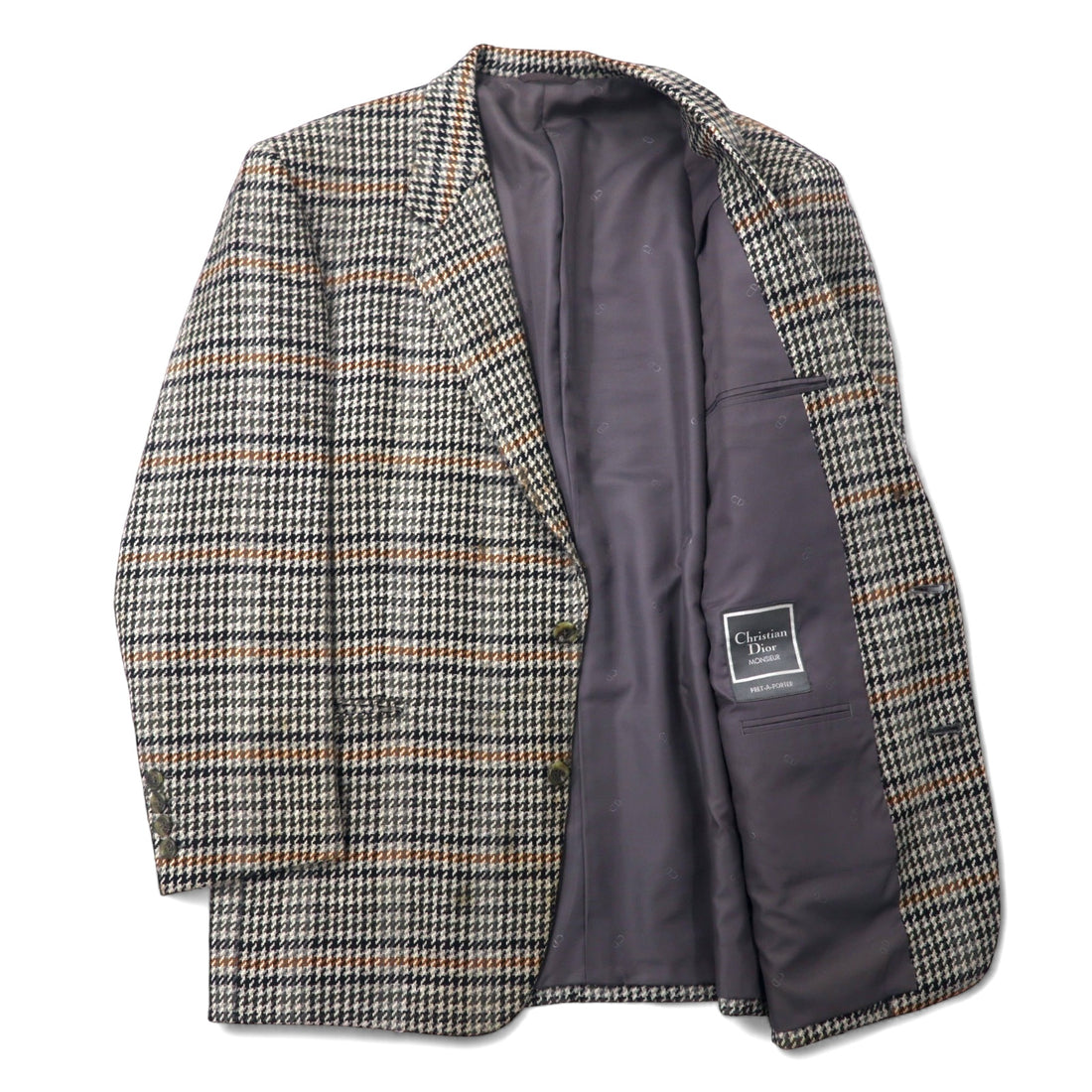 Christian Dior MONSIEUR Old 2B Tailored Jacket AB-6 175 Grey Glen Check Wool Made in Japan