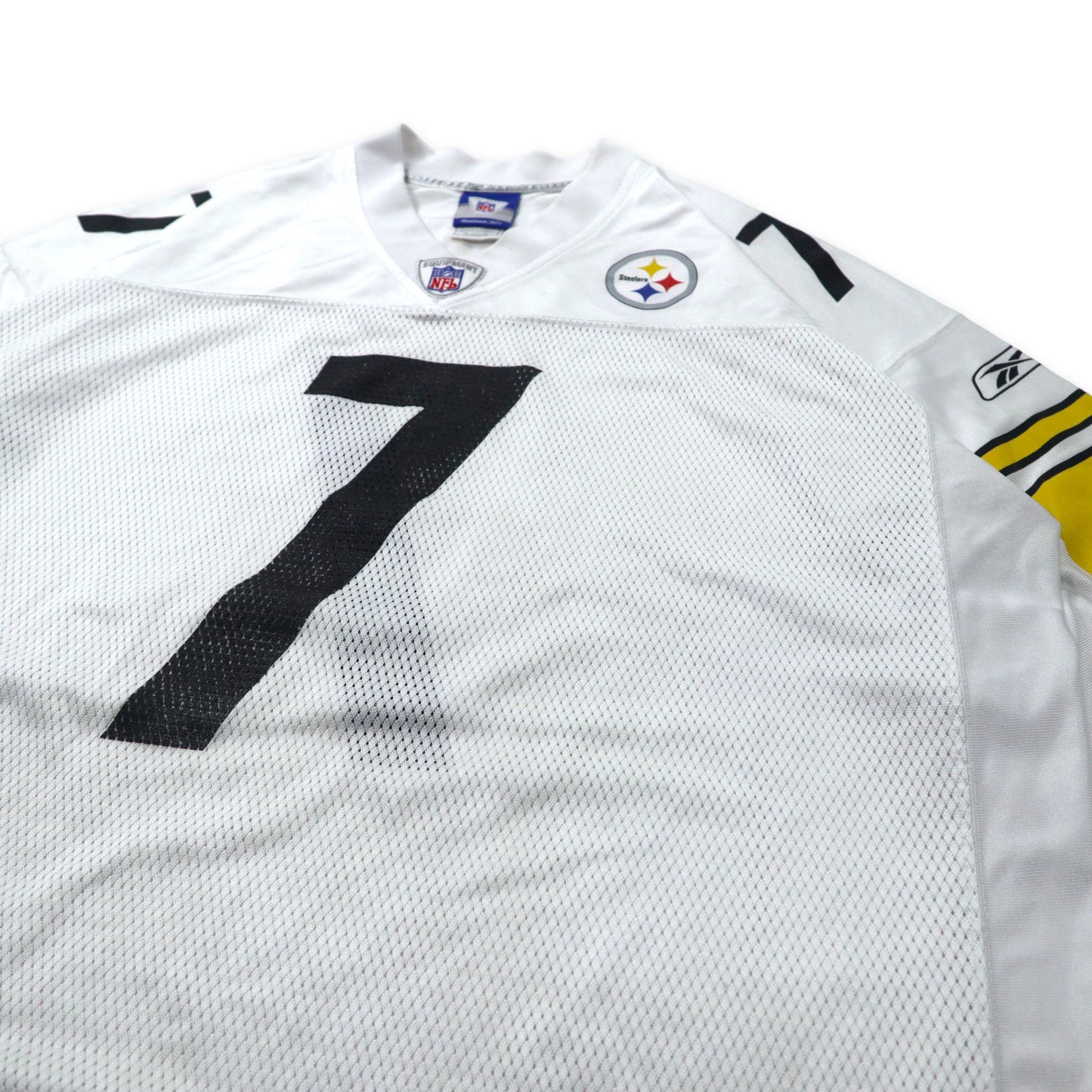 Reebok NFL ゲームシャツ 2XL ホワイト ポリエステル メッシュ Steelers ナンバリング ビッグサイズ