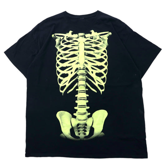 日本然リトテ-古着オンライン-ボーン Tシャツ XXL ブラック コットン プリント スカル 骨 ビッグサイズ-Bone T -shirt XXL Black Cotton Print Skull Best Big Size