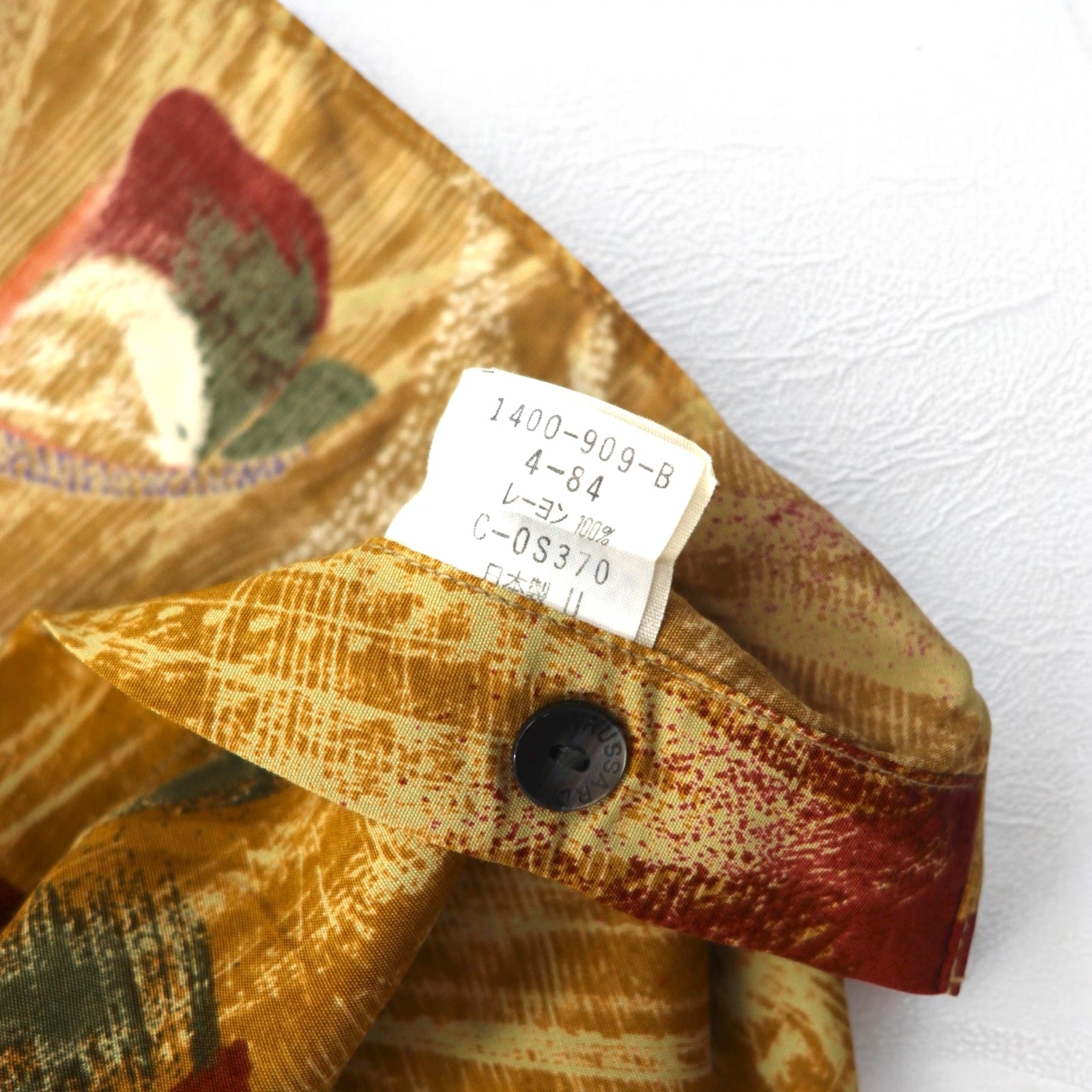 TRUSSARDI 90年代 オールド 総柄 レトロシャツ XL オレンジ レーヨン ビッグサイズ 日本製