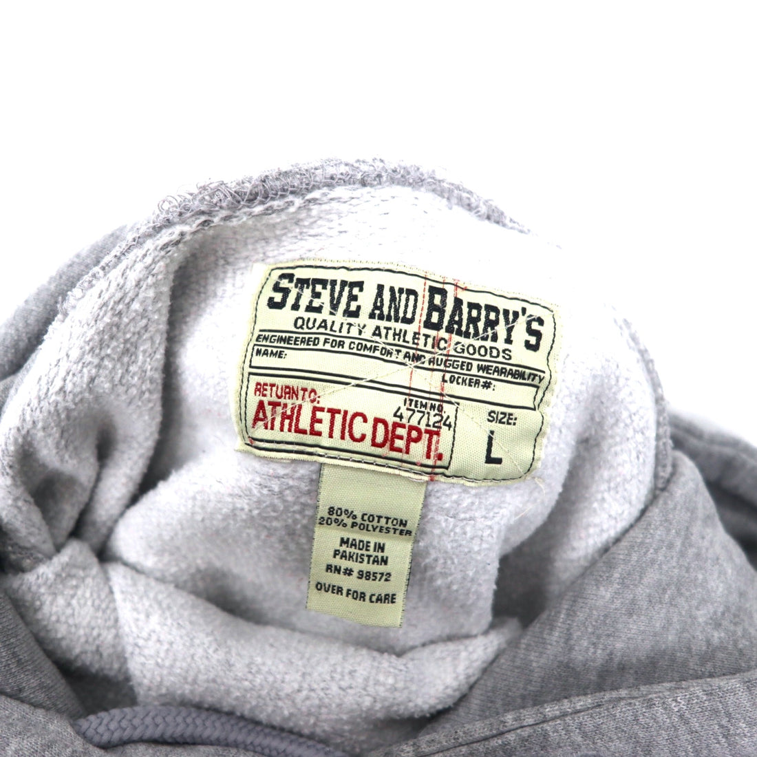 STEVE AND BARRY'S Heavyweight College Print Pullover Hoodie L Grey Cotton Paki Cotton NOTRE DAME Big Size
