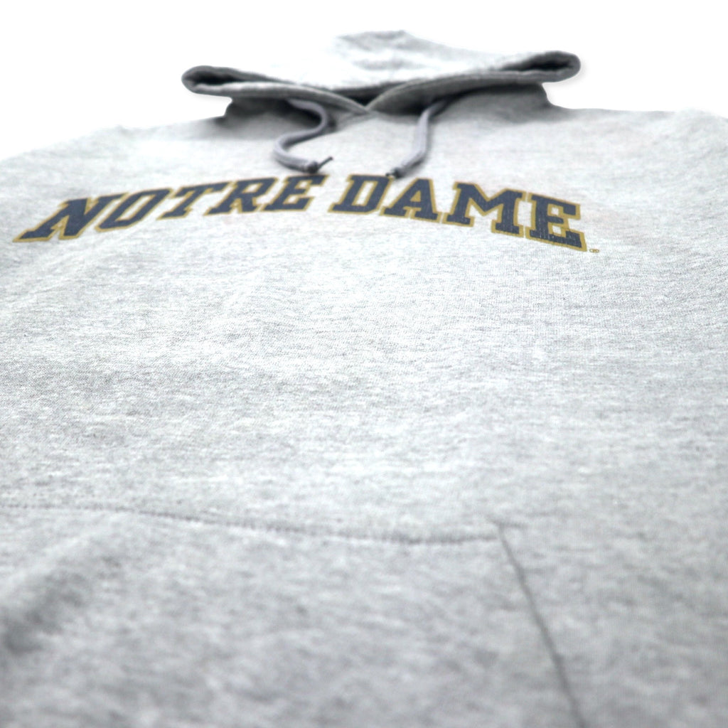 STEVE AND BARRY'S Heavyweight College Print Pullover Hoodie L Grey Cotton Paki Cotton NOTRE DAME Big Size