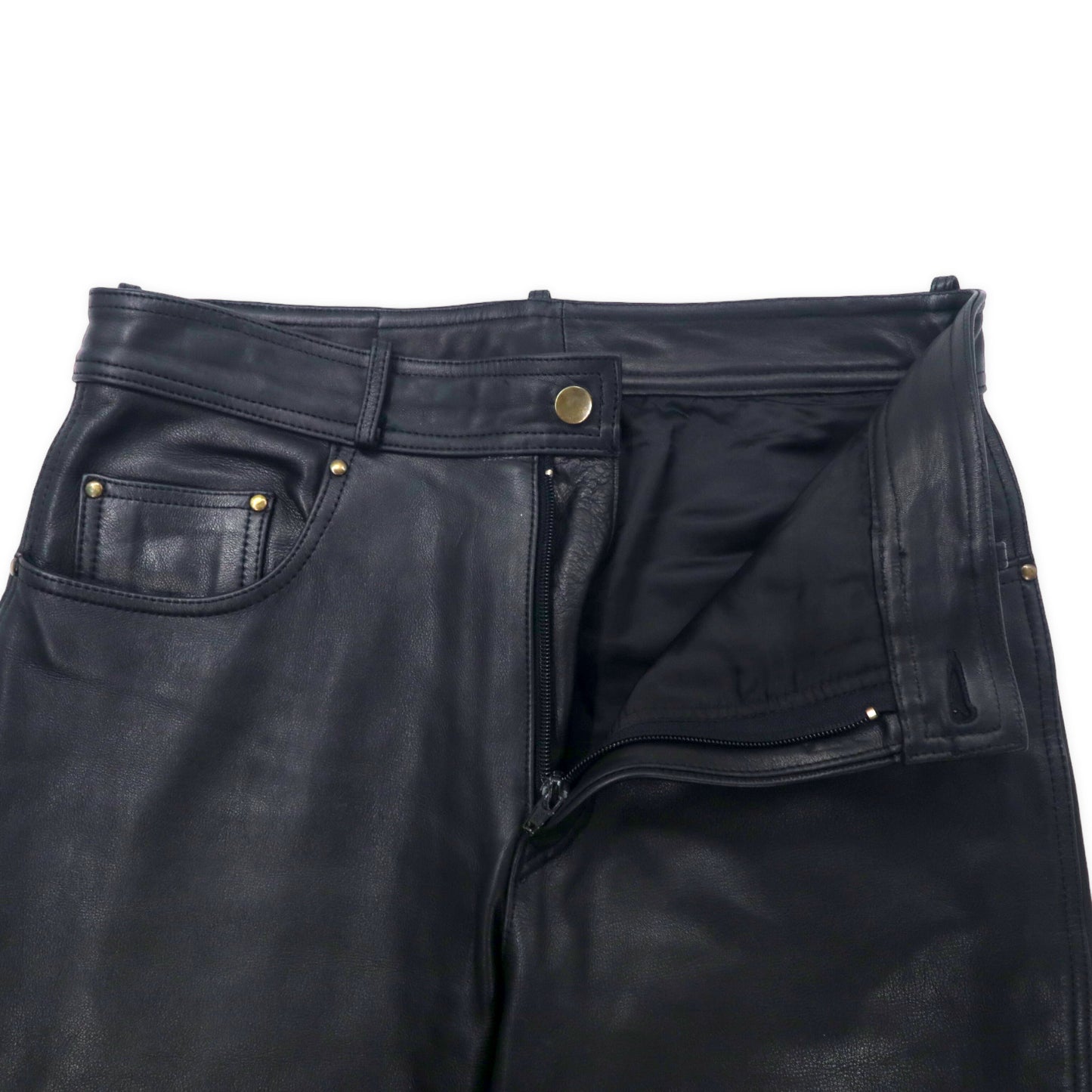AGORA leather PANTS 31 Black Cowhide Zipper Fly 5 Pocket – 日本然