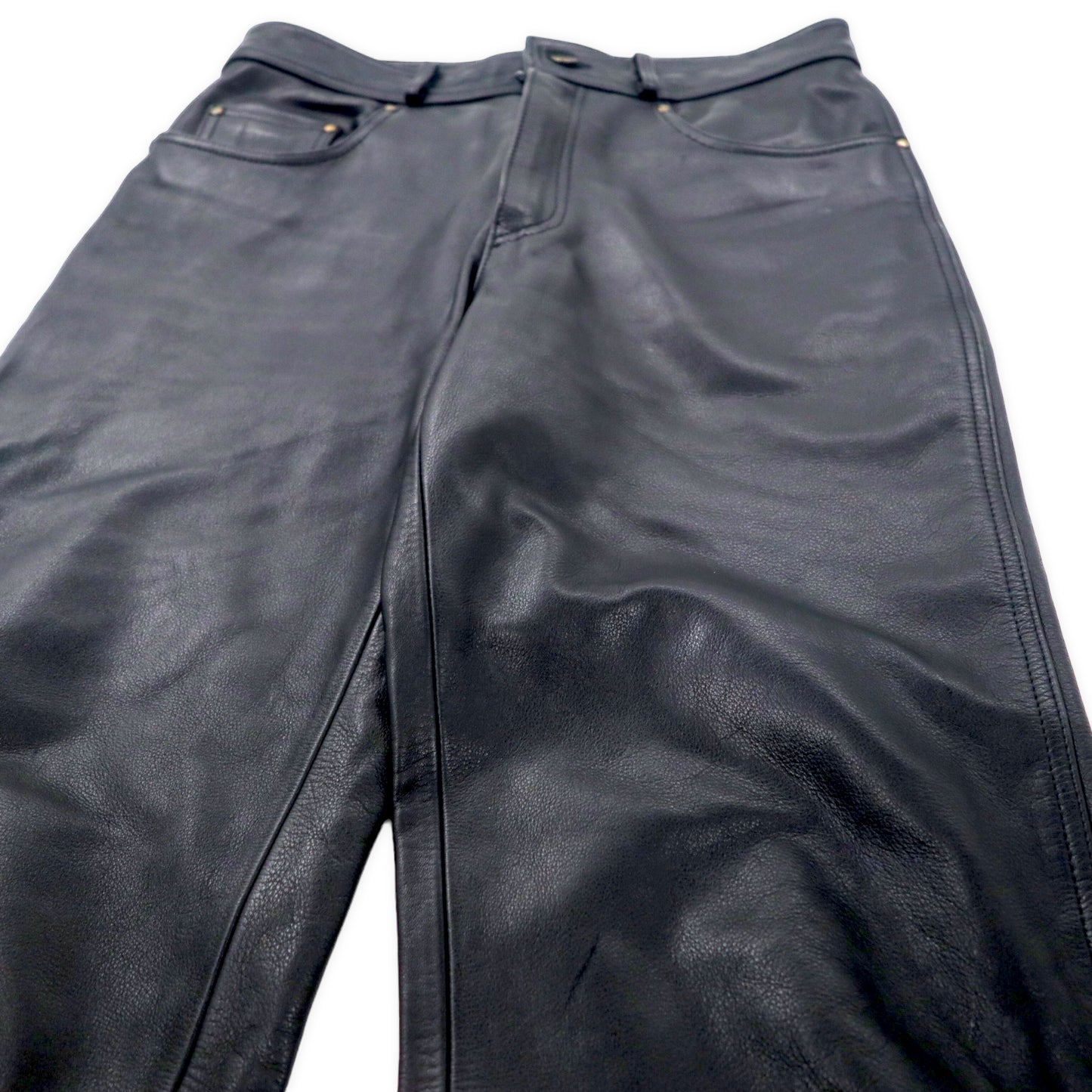 AGORA leather PANTS 31 Black Cowhide Zipper Fly 5 Pocket – 日本然