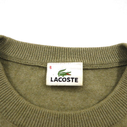 LACOSTE クルーネック セーター ニット L ベージュ ウール ワンポイントロゴ