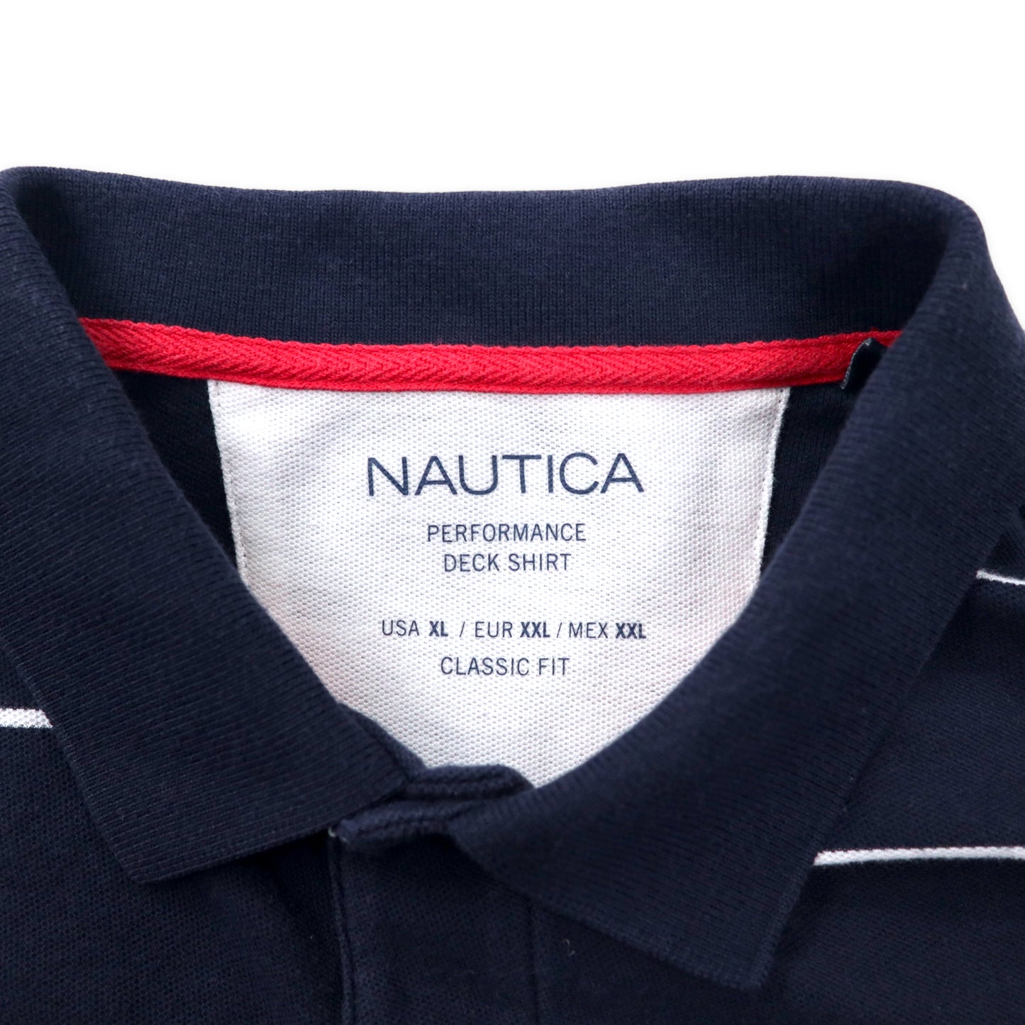 NAUTICA ボーダー ポロシャツ XXL ネイビー コットン ワンポイントロゴ ビッグサイズ