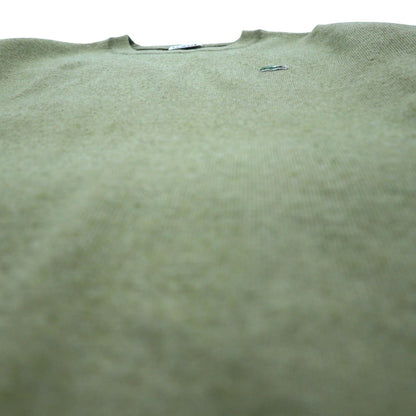 LACOSTE クルーネック セーター ニット L ベージュ ウール ワンポイントロゴ