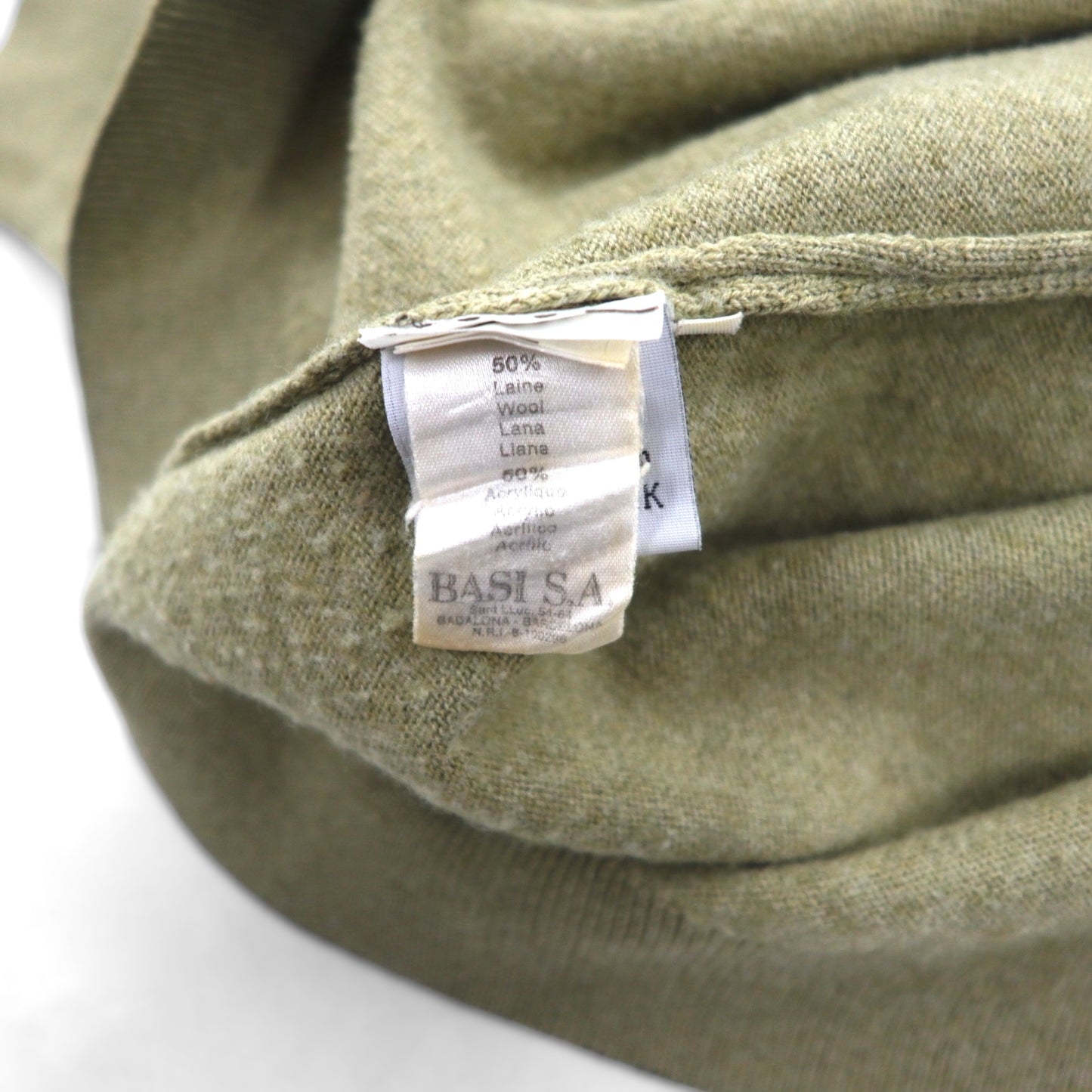 LACOSTE クルーネック セーター ニット L ベージュ ウール ワンポイントロゴ