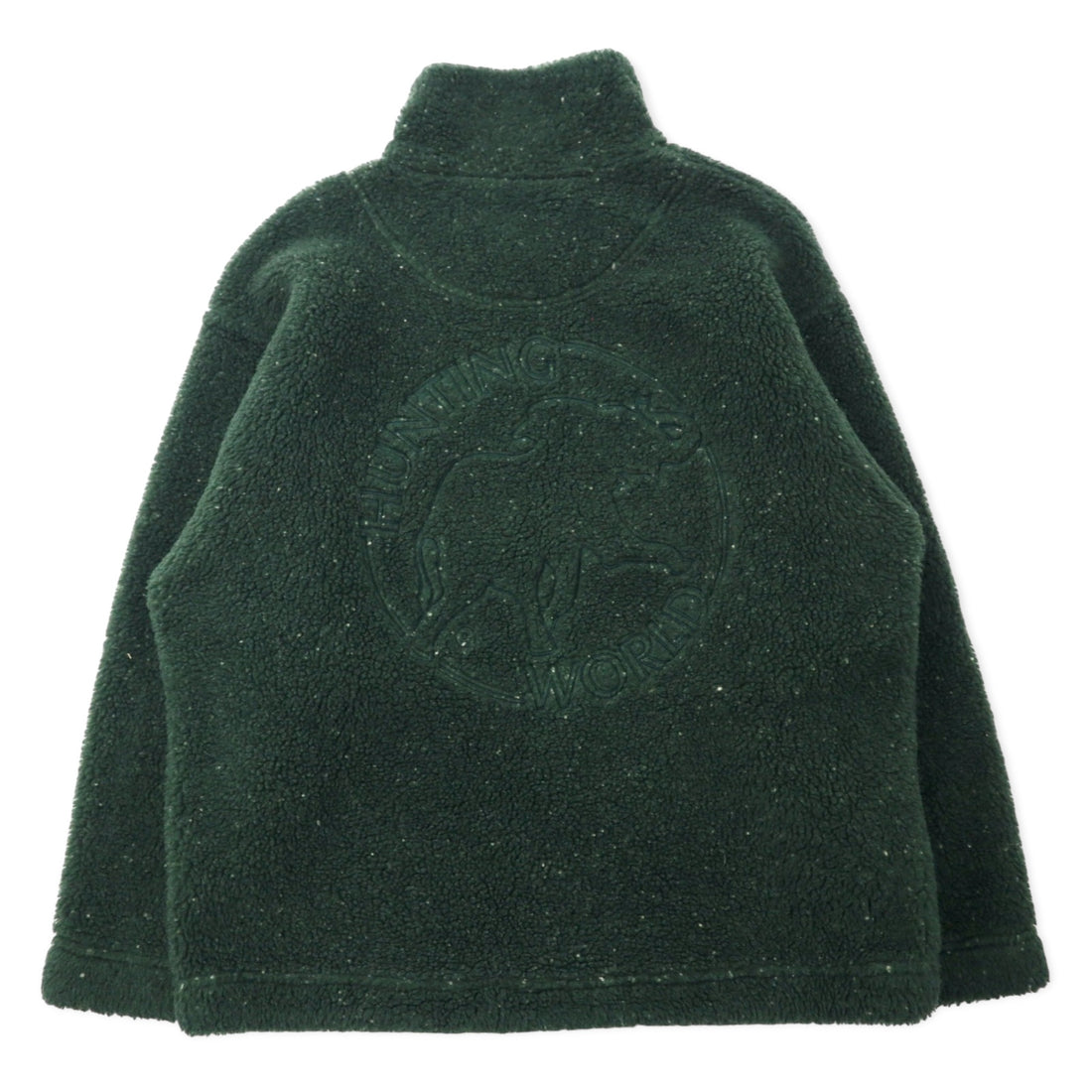 HUNTING WORLD Made in Italy Half Zip Boa Fleece Jacket S Khaki Polyester Back Logo Embroidery