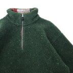 HUNTING WORLD Made in Italy Half Zip Boa Fleece Jacket S Khaki Polyester Back Logo Embroidery