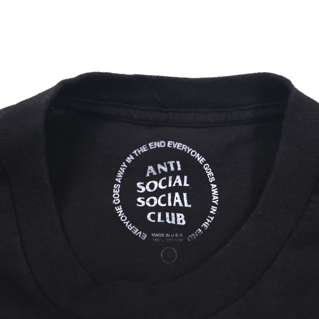 ANTI SOCIAL SOCIAL CLUB USA製 バックプリント Tシャツ L ブラック コットン ロゴ