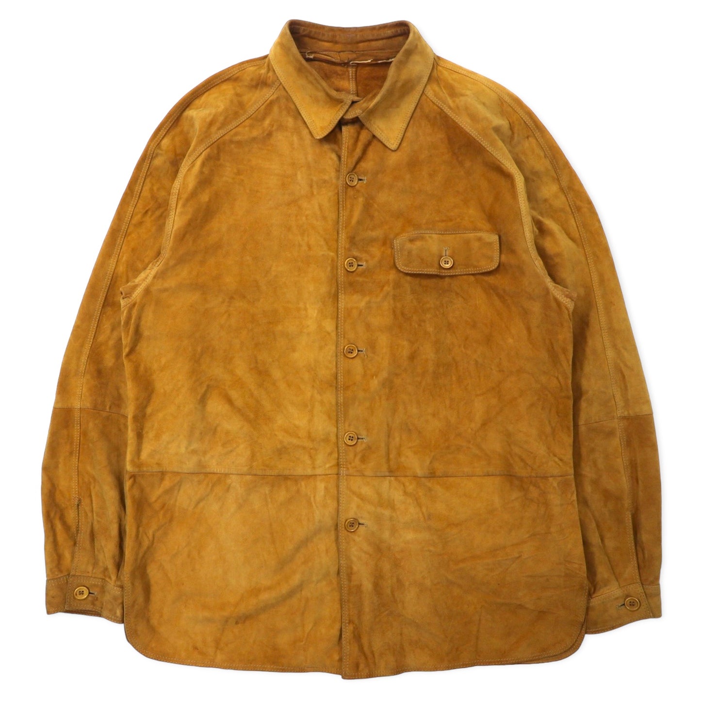 Vintage Suede Leather Shirt スエードレザー シャツジャケット L ベージュ