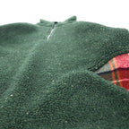 HUNTING WORLD Made in Italy Half Zip Boa Fleece Jacket S Khaki Polyester Back Logo Embroidery