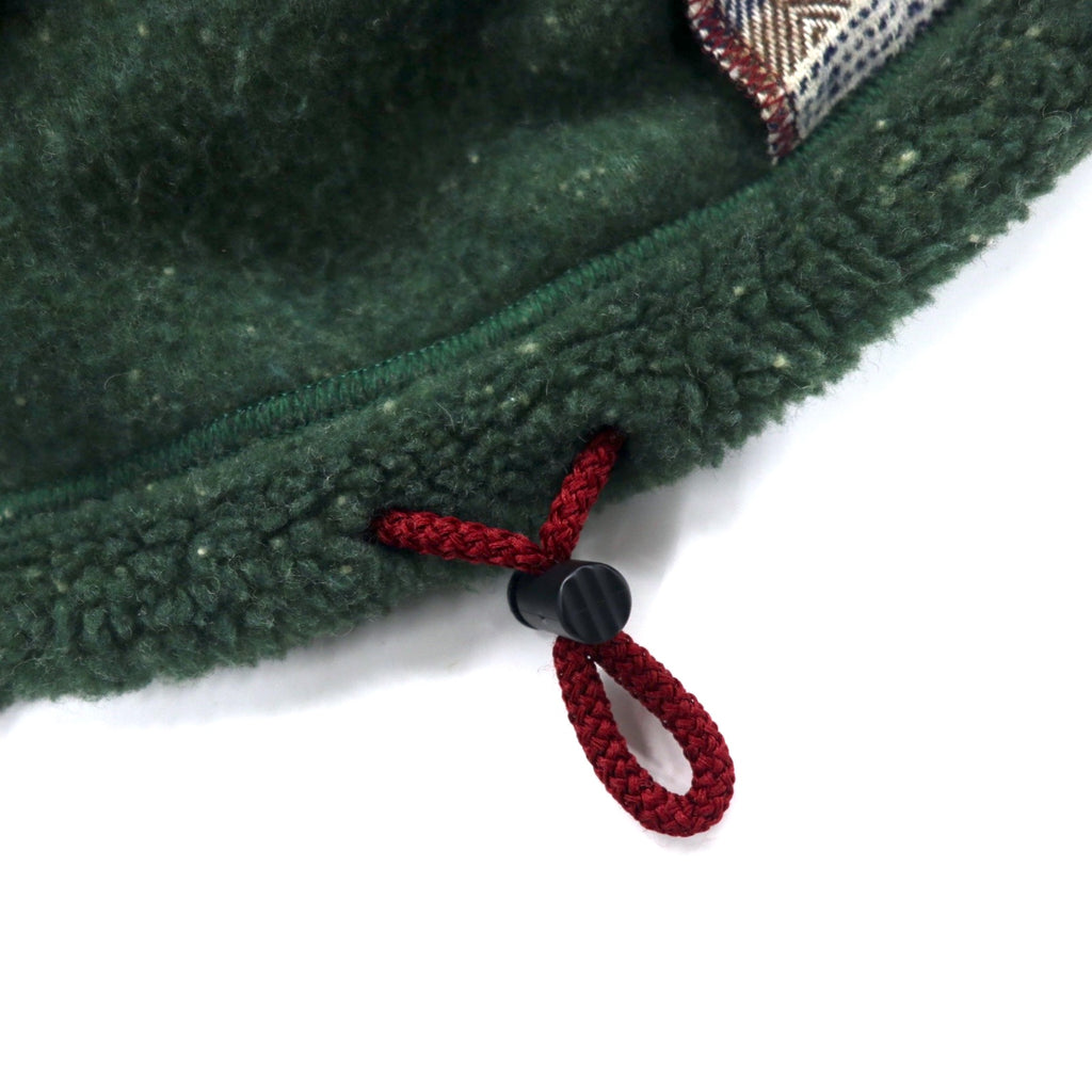 HUNTING WORLD Made in Italy Half Zip Boa Fleece Jacket S Khaki Polyester Back Logo Embroidery