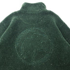 HUNTING WORLD Made in Italy Half Zip Boa Fleece Jacket S Khaki Polyester Back Logo Embroidery