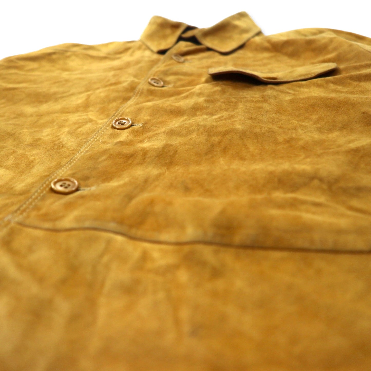 Vintage Suede Leather Shirt スエードレザー シャツジャケット L ベージュ