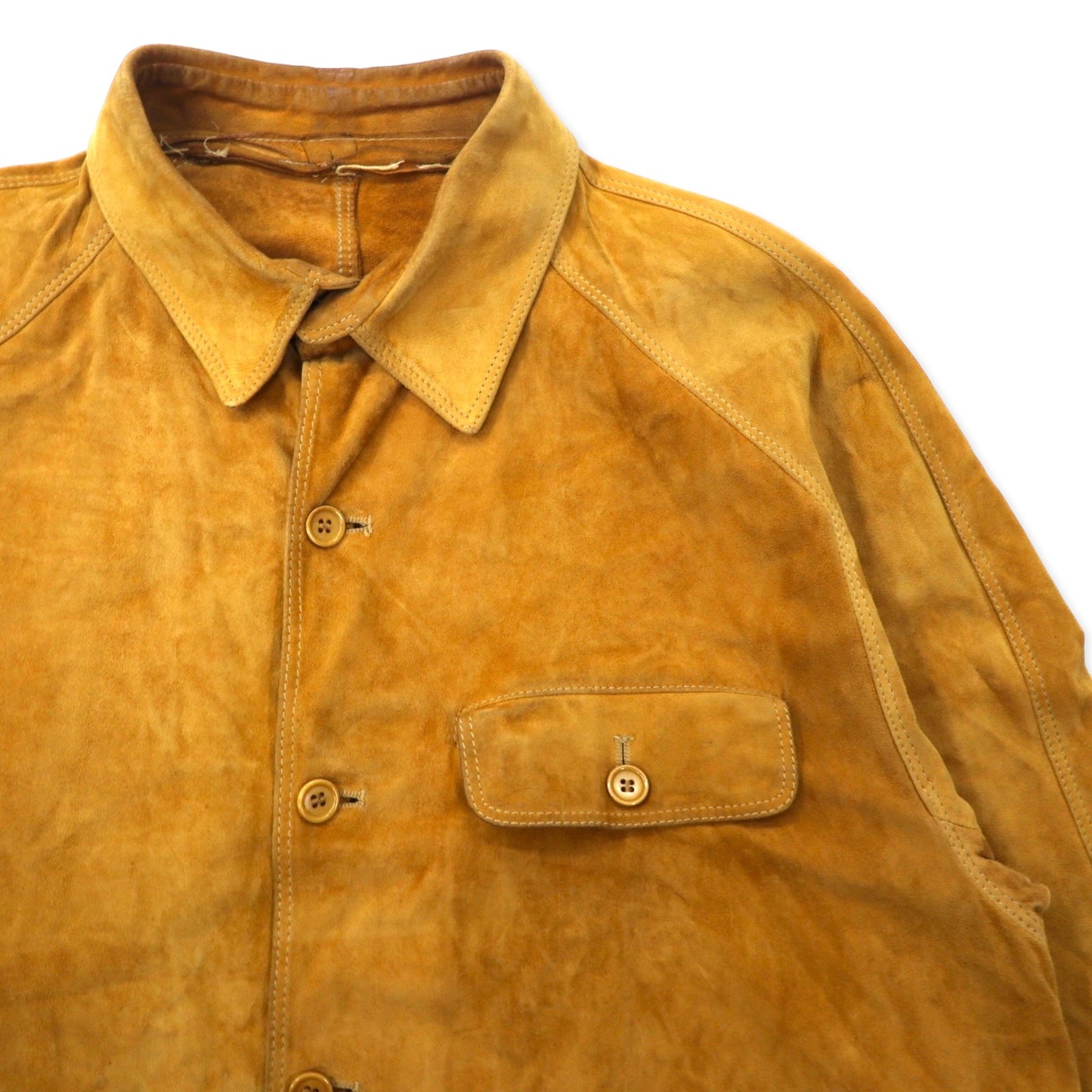 Vintage Suede Leather Shirt スエードレザー シャツジャケット L ベージュ