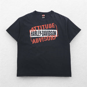 HARLEY DAVIDSON Double-sided Print T-Shirt XL Black Hanes BEEFY-T Made in Honduras