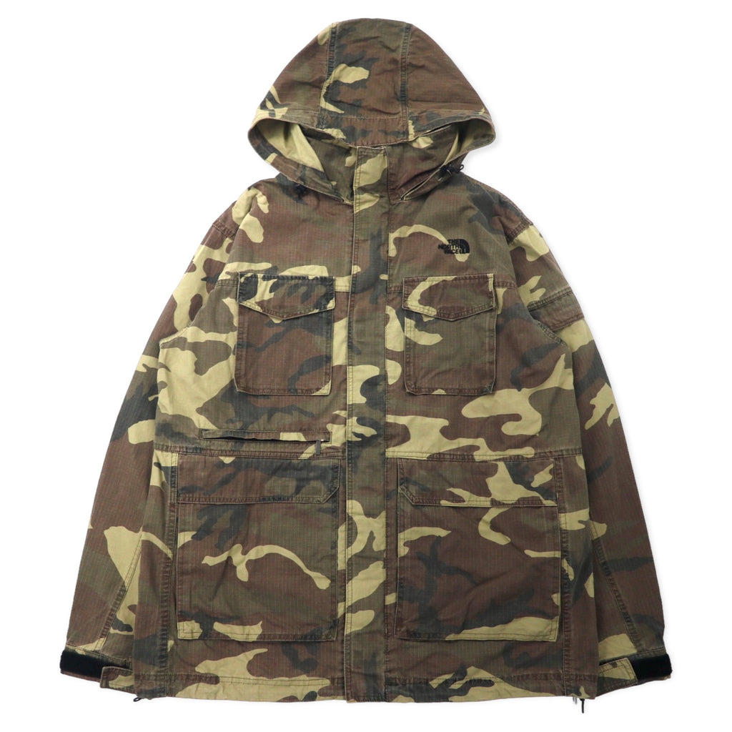 日本然リトテ-古着オンライン-THE NORTH FACE ビーメックスパーカー ミリタリージャケット XL カーキ カモフラ コットン リップストップ フード収納式 BEAMEX PARKA NP11728-THE NORTH FACE Bee Mex HOODIE Military Jacket XL KHAKI CAMOUFLAGE Cotton Lipstop Hoodie Storage BEAMEX PARKA NP11728