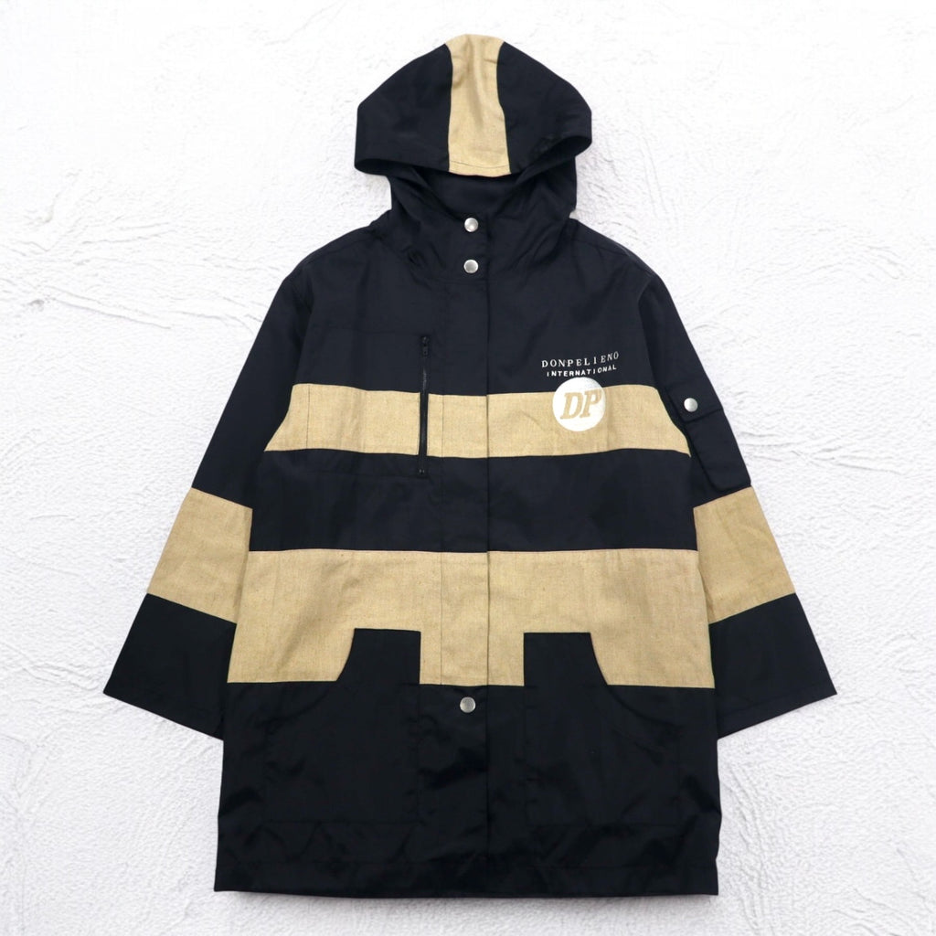 90s DON PELIENO Hooded Nylon Jacket Coat XL Black Mixed Material