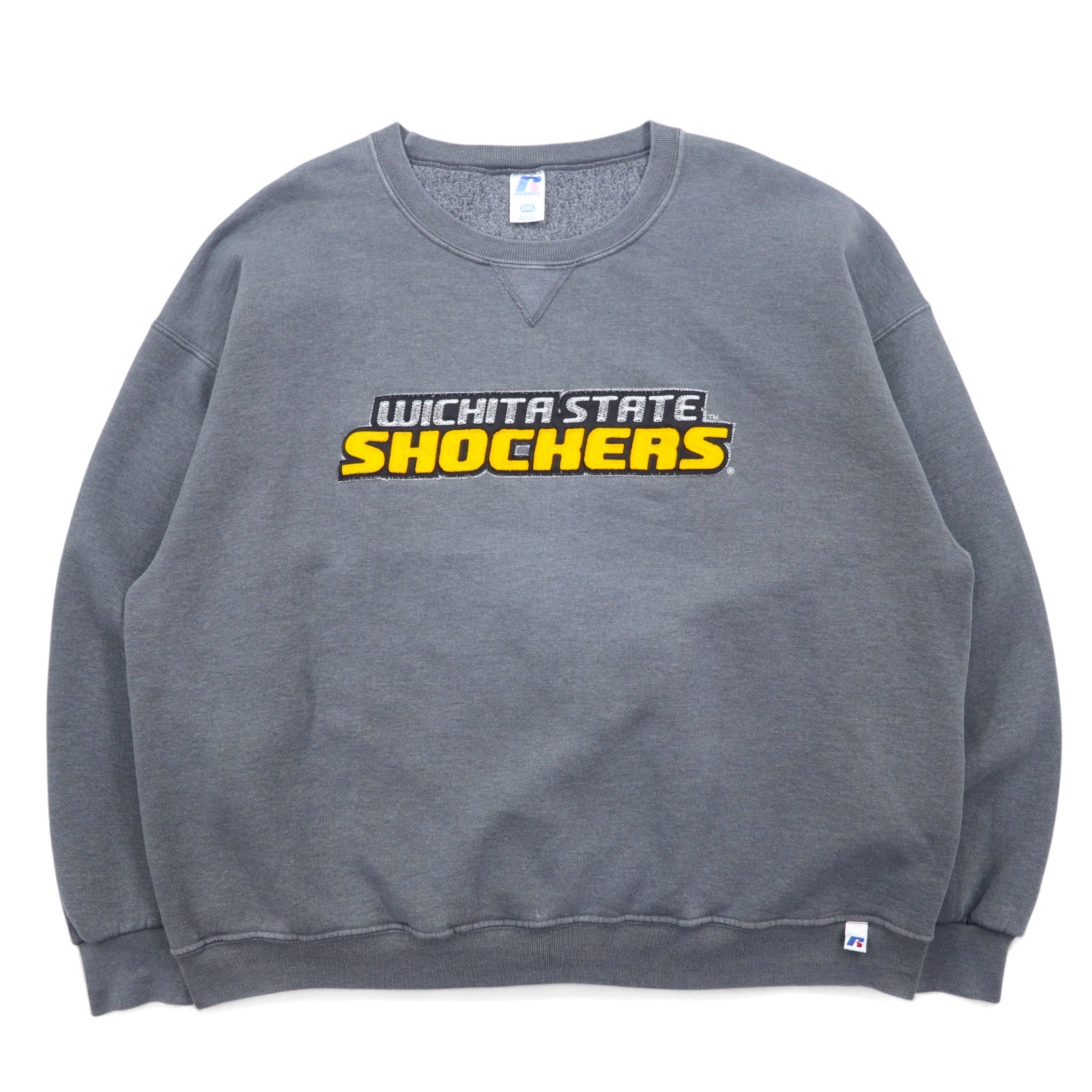 日本然リトテ-古着オンライン-RUSSELL ATHLETIC スウェット XXL グレー コットン 刺繍 NCAA WICHITA STATE SHOCKERS ホンジュラス製-RUSSELL ATHLETIC Sweatshirt XXL Gray Cotton Embroidery NCAA WICHITA STATE SHOCKERS Honduras Made