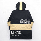 90s DON PELIENO Hooded Nylon Jacket Coat XL Black Mixed Material