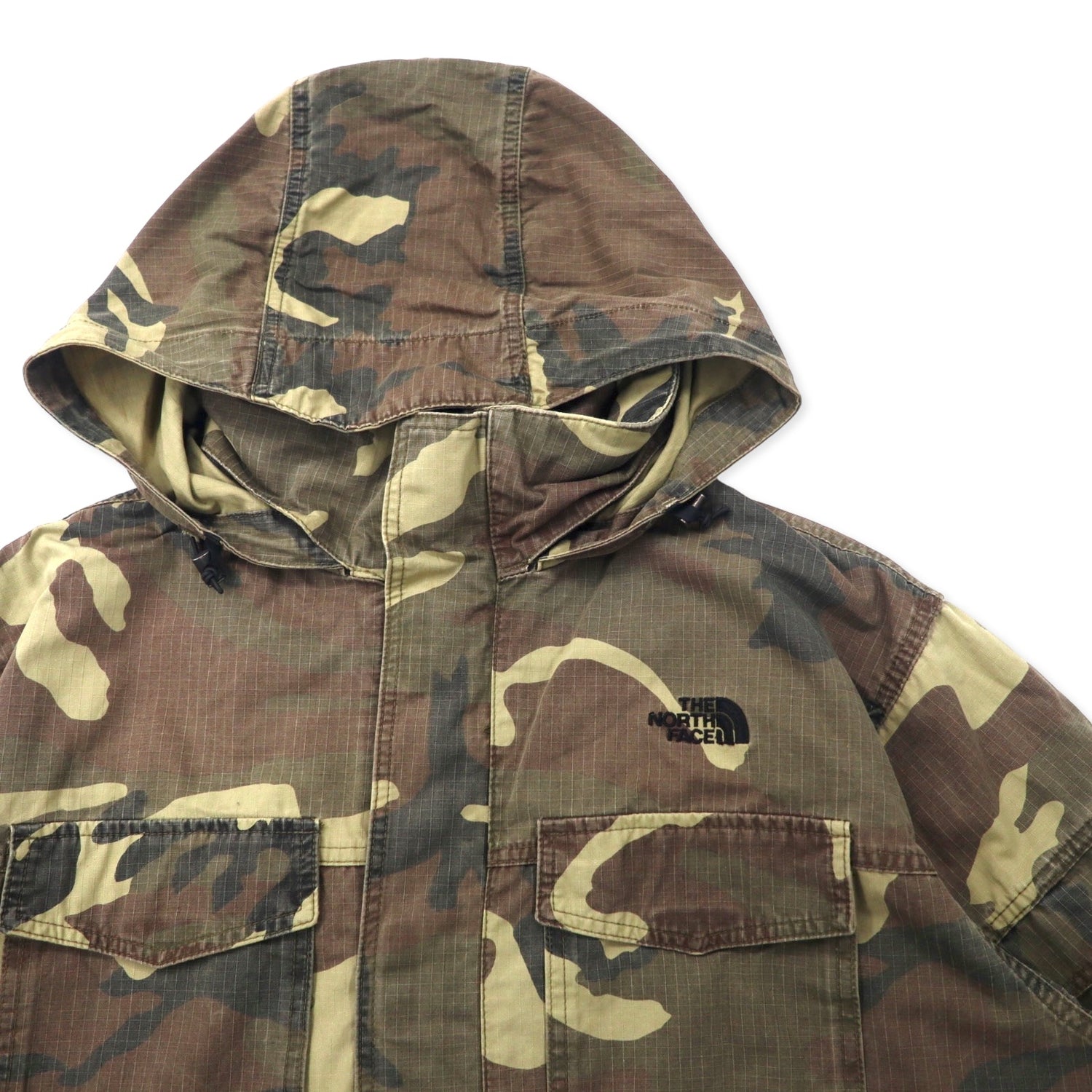 THE NORTH FACE Bee Mex HOODIE Military Jacket XL KHAKI CAMOUFLAGE 