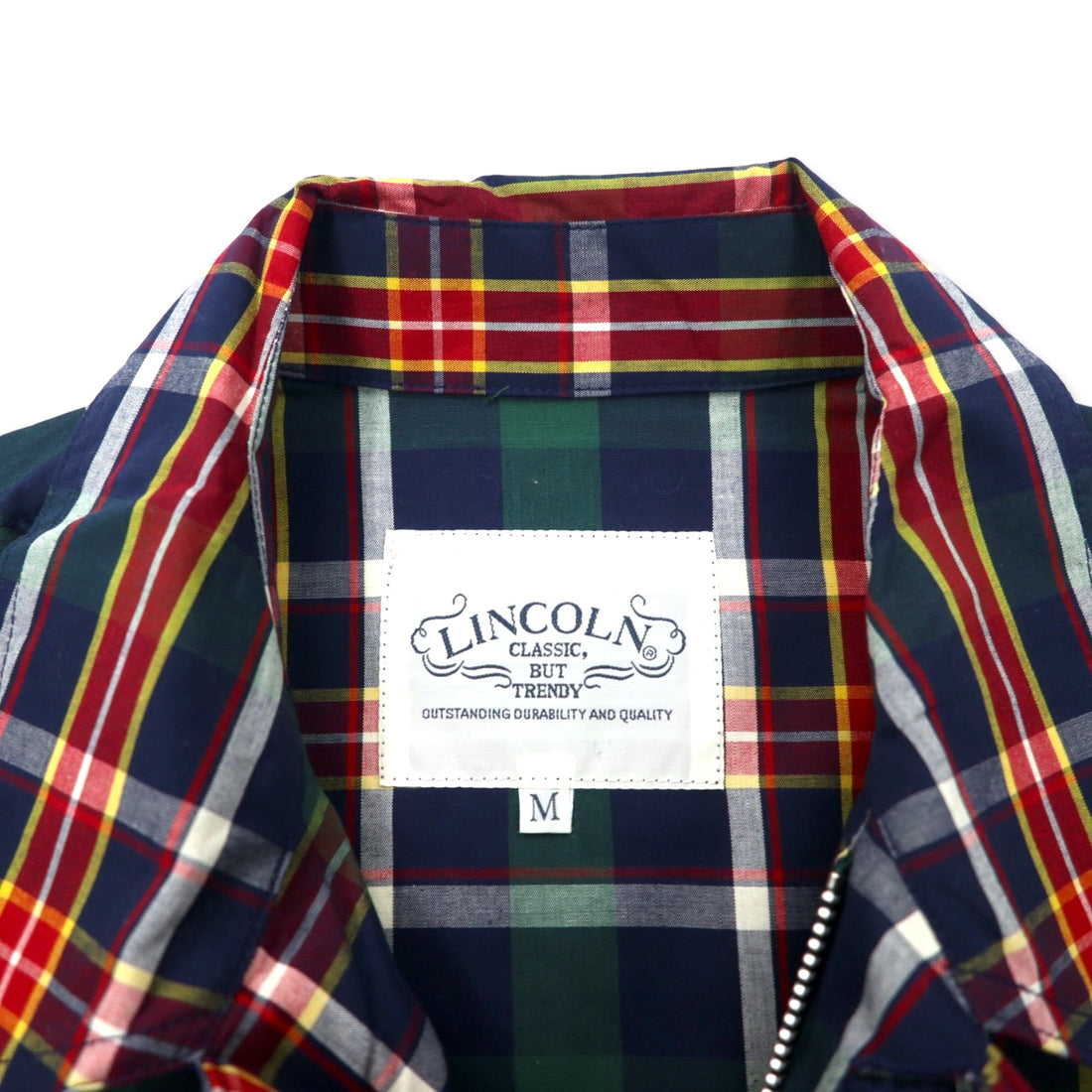 LINCOLN 90s Swing Top Harrington Jacket M Navy Check Cotton Unused