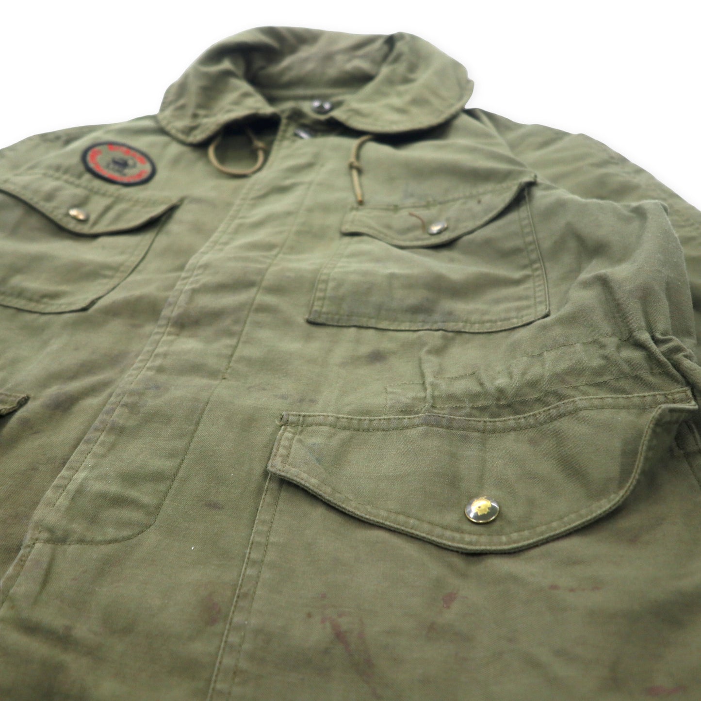 US Army 60's Cattle Jacket Field Jacket M KHAKI Cotton HOODIE 