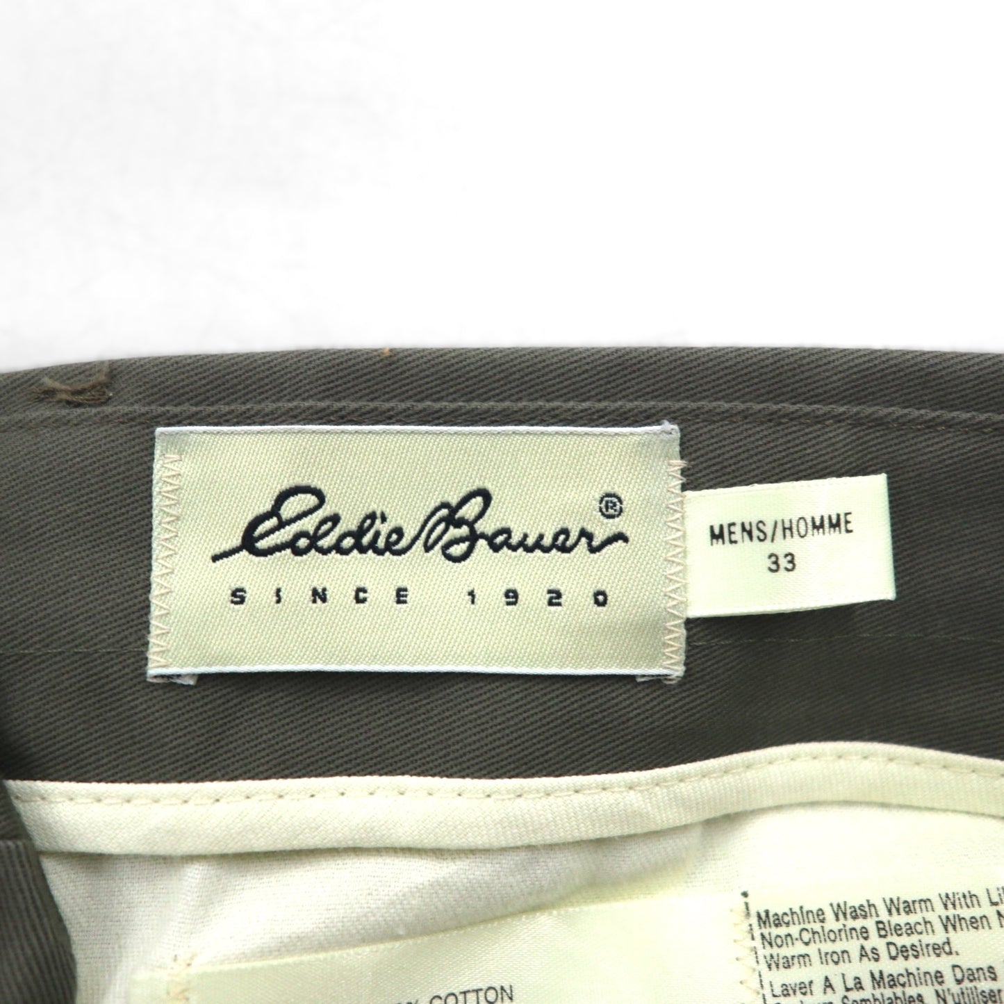 Eddie Bauer 90s Made in USA 2-Puck Wide Chino Slacks, Size M, Beige, Cotton