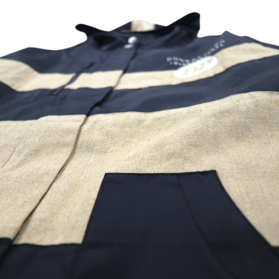 90s DON PELIENO Hooded Nylon Jacket Coat XL Black Mixed Material