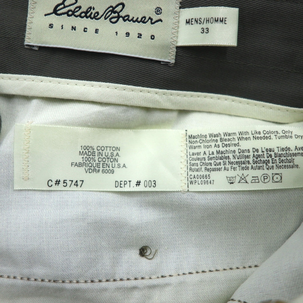 Eddie Bauer 90s Made in USA 2-Puck Wide Chino Slacks, Size M, Beige, Cotton