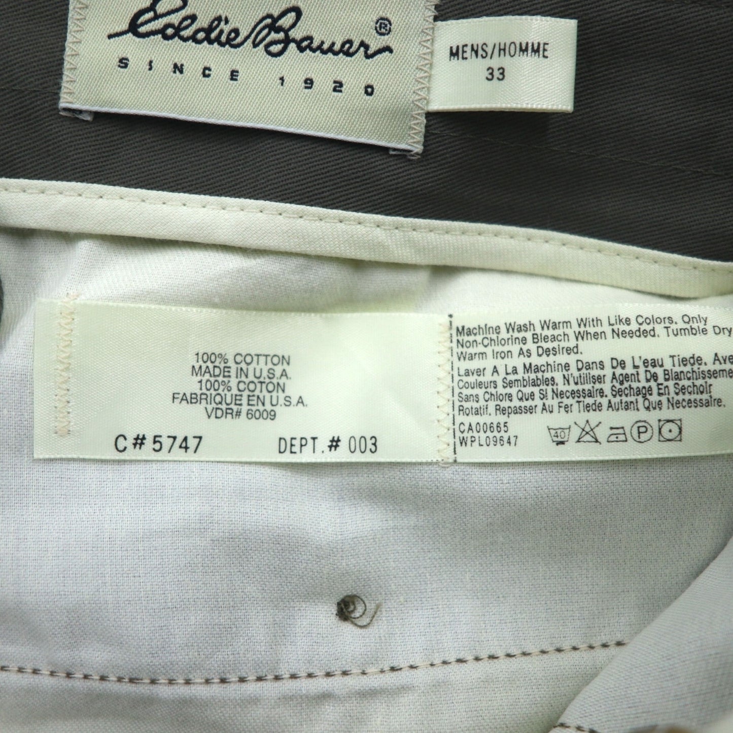 Eddie Bauer 90s Made in USA 2-Puck Wide Chino Slacks, Size M, Beige, Cotton