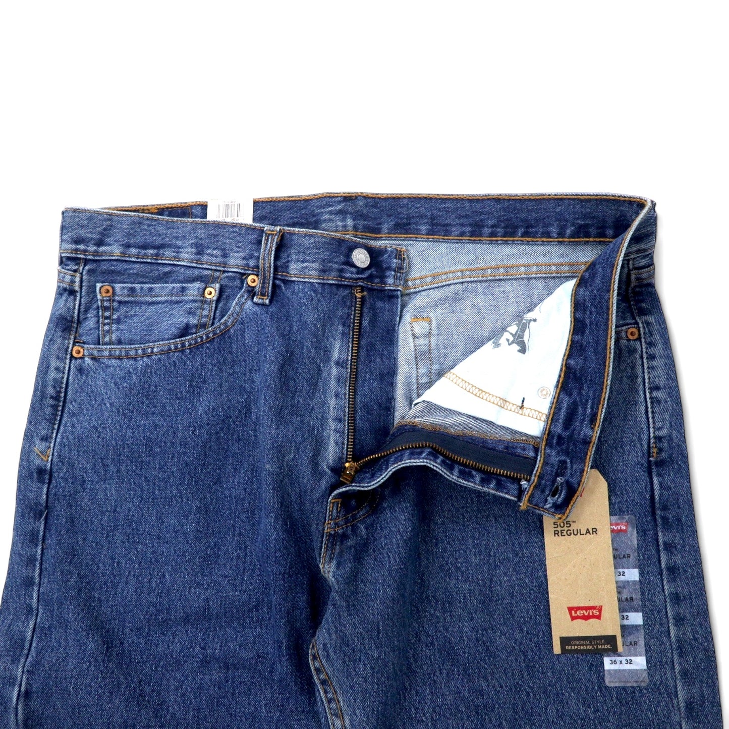 Levi's 505 レギュラー ストレート デニムパンツ 36 ブルー コットン ジッパーフライ 未使用品