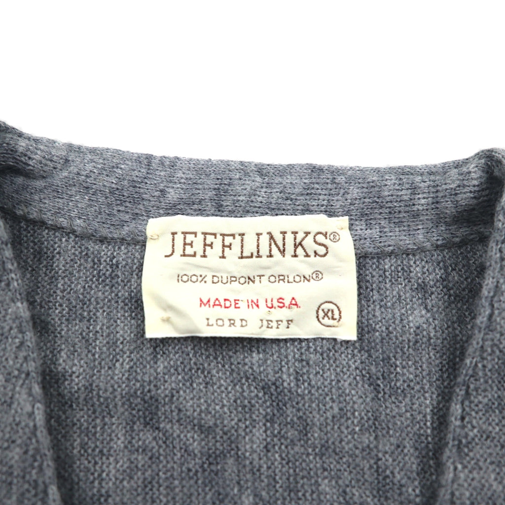 70s USA Vintage Acrylic Knit Cardigan JEFFLINKS 70年代 USA製 アクリルニット カーディガン XL グレー