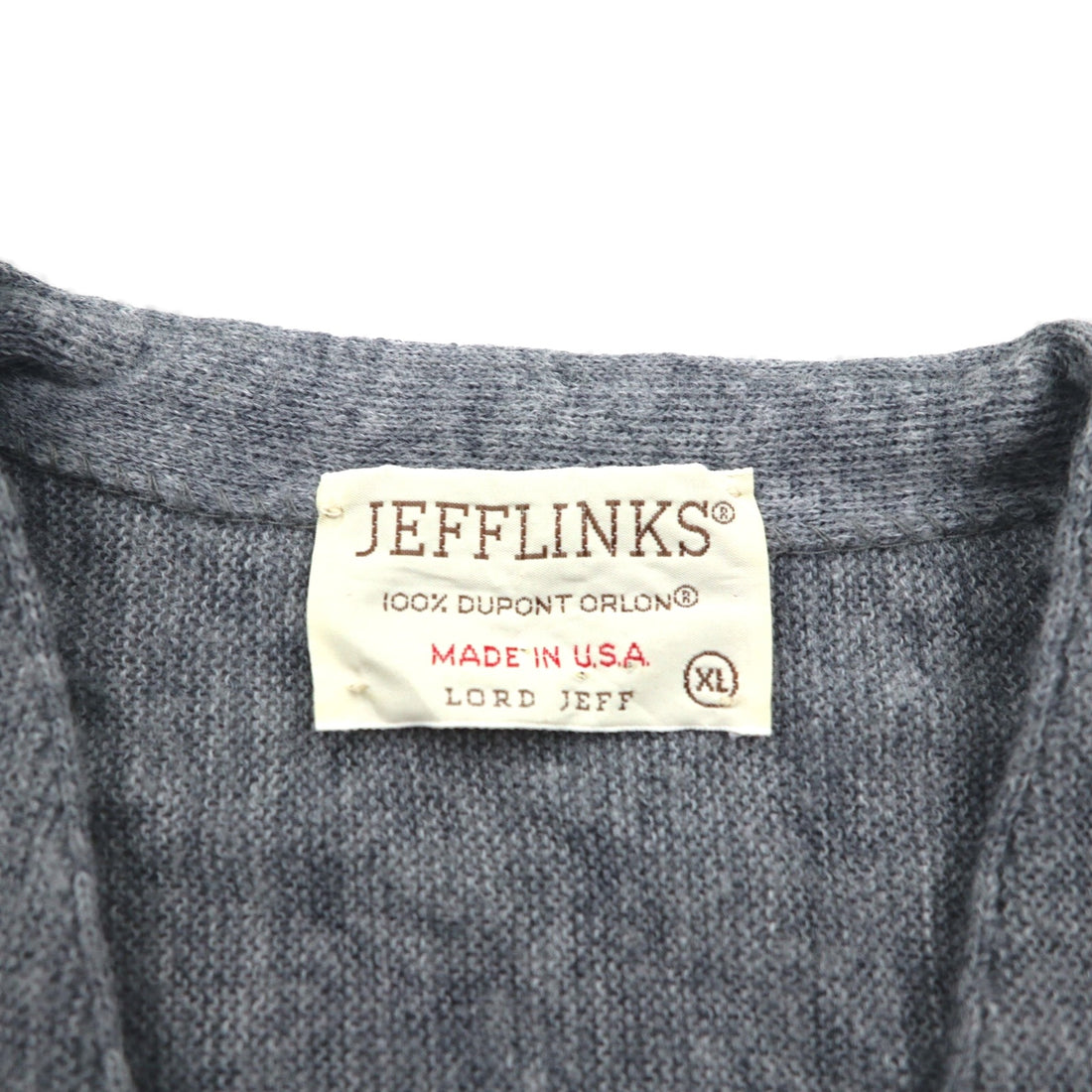 70s USA Vintage Acrylic Knit Cardigan JEFFLINKS 70年代 USA製 アクリルニット カーディガン XL グレー
